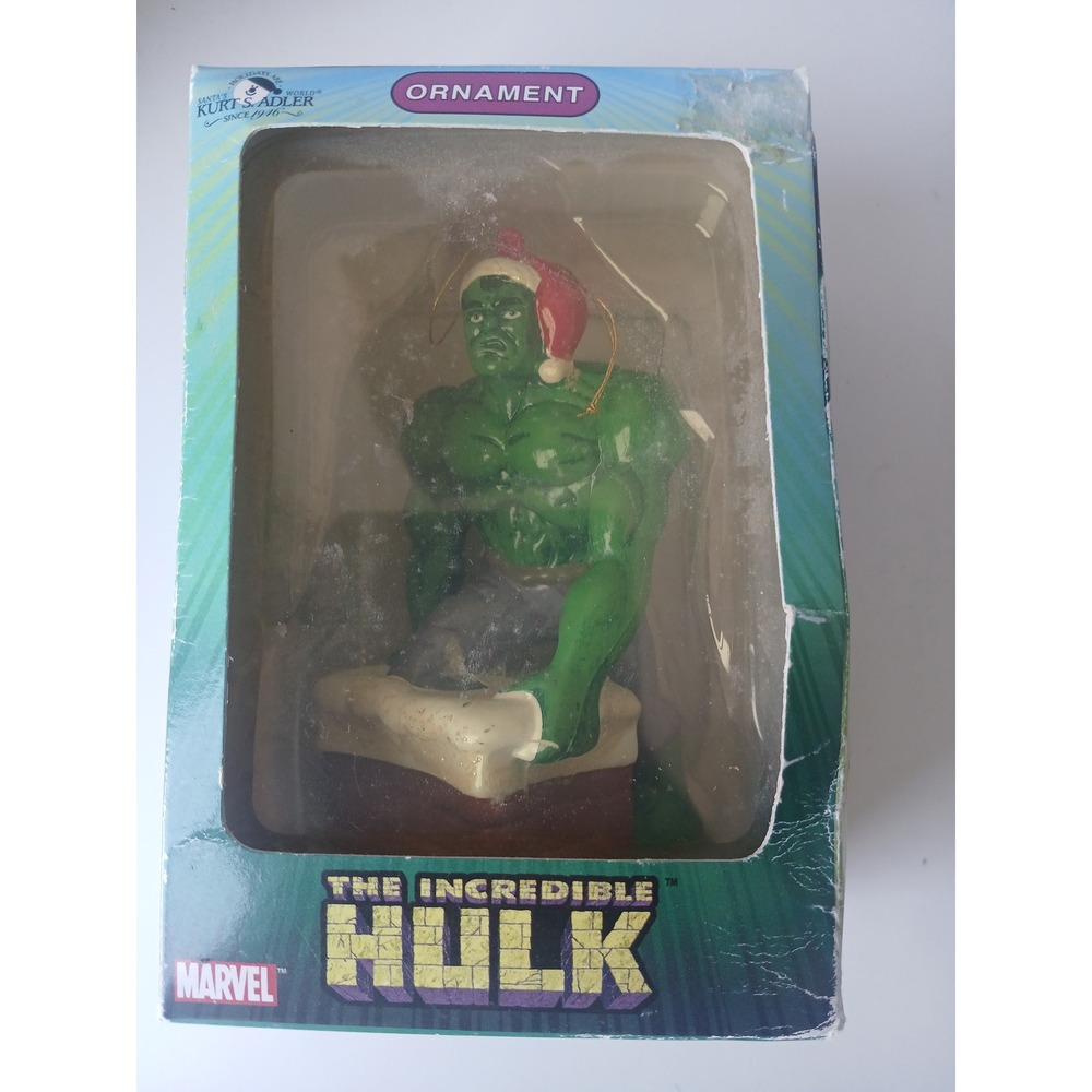 Kurt S Adler Marvel The Incredible Hulk Santa Hat Chimney Christmas Ornament 03'